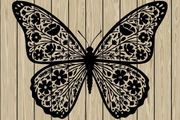 Download Butterfly Floral Stencil Silhouette SVG - Silhouette svg Collection